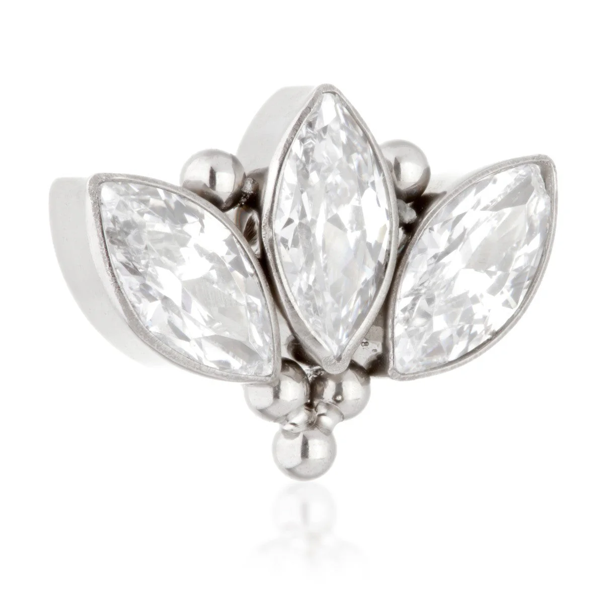 Ti Internal Jewelled Triple Marquise with Tri Beads Attachment (1.2mm thread)
