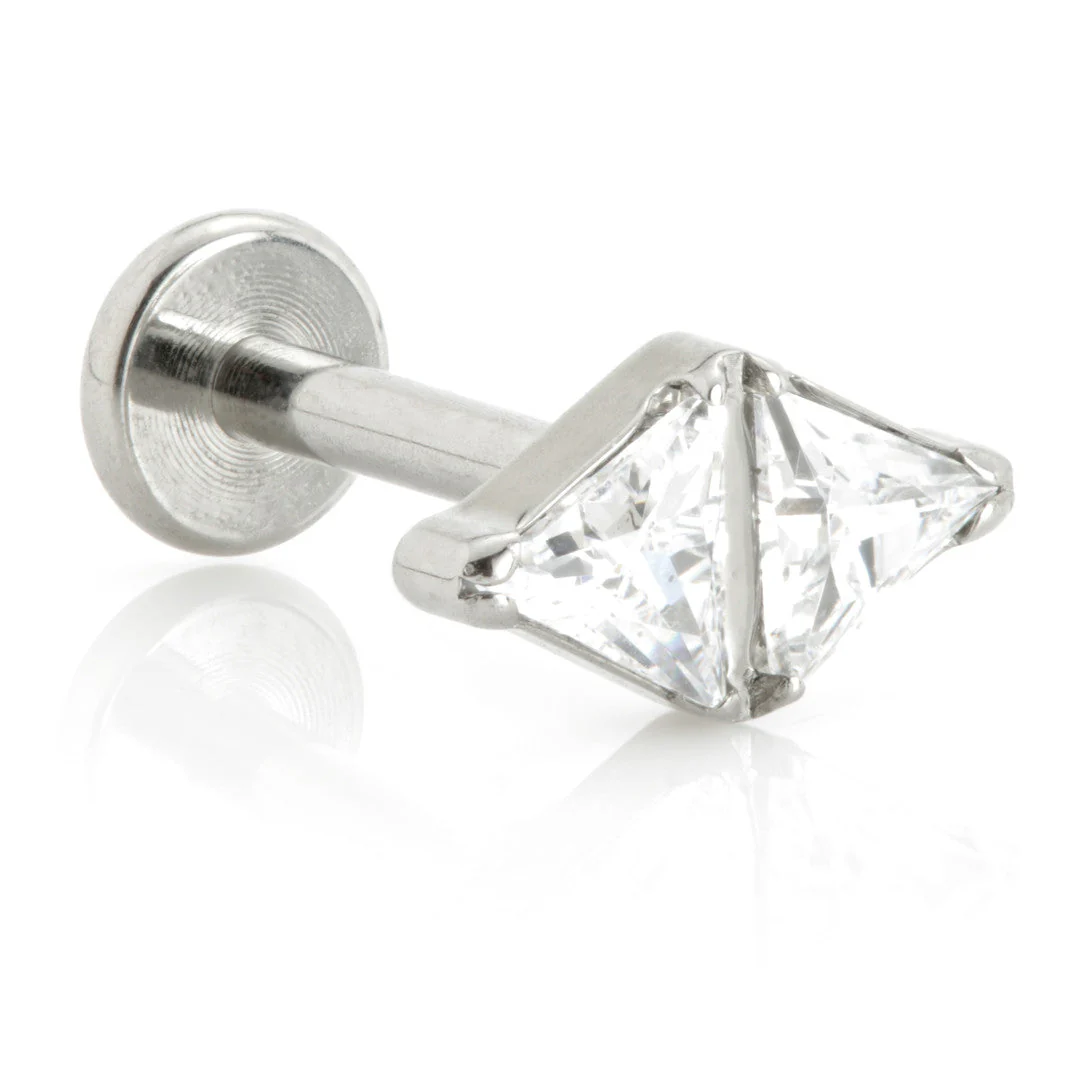 Ti Internal Labret with Jewelled Double Triangle Attachment