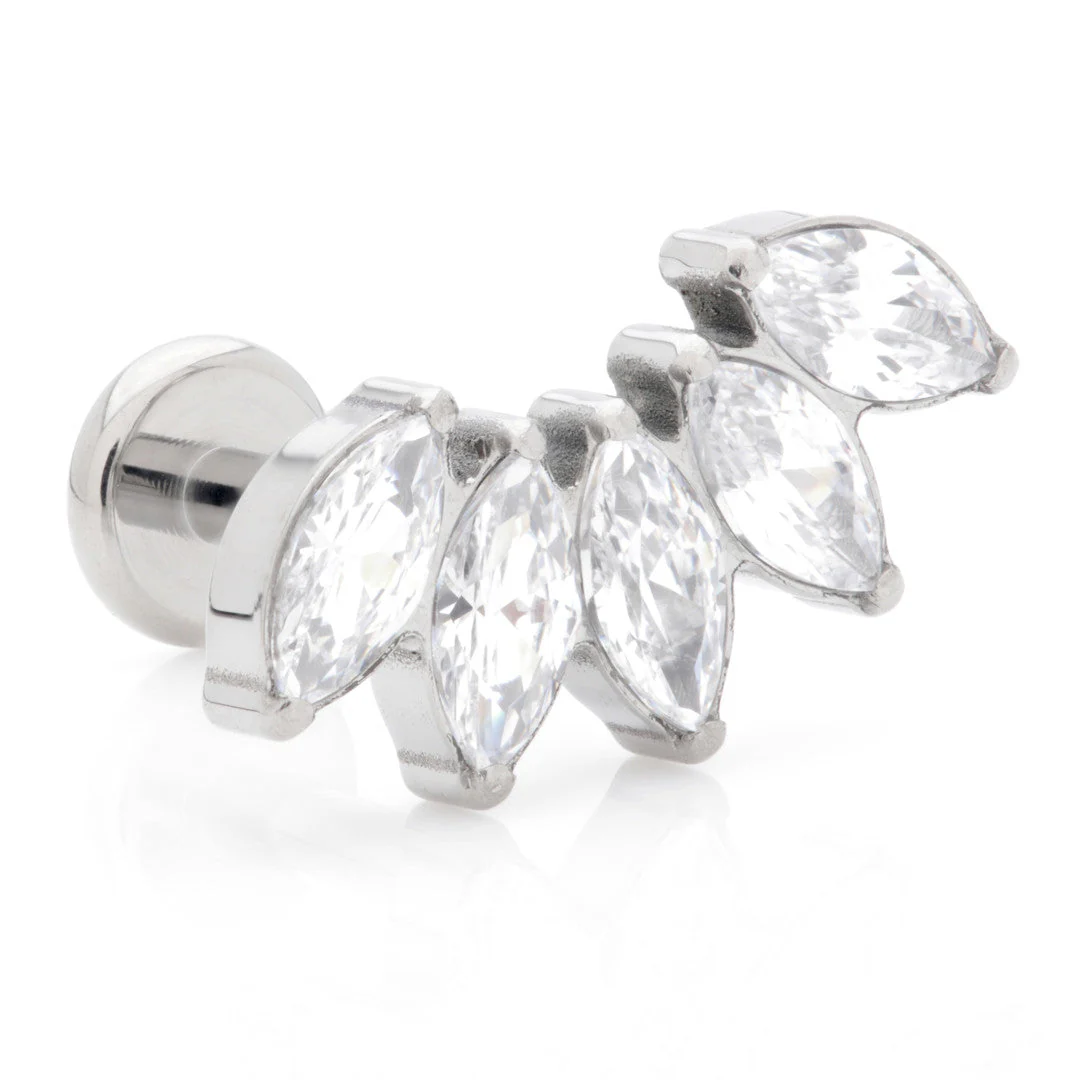 Ti Internal Labret with Jewelled Marquise Crescent Attachment