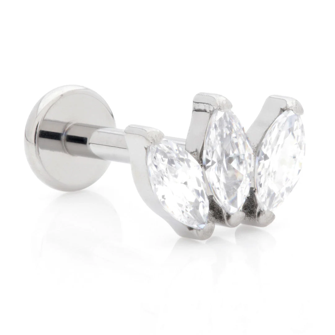 Ti Internal Labret with Jewelled Marquise Trio Attachment