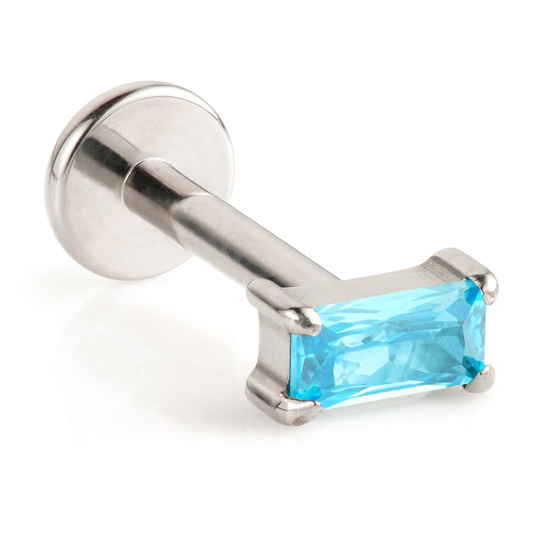 Ti Internal Labret with Mini Baguette Gem Attachment - Image 2