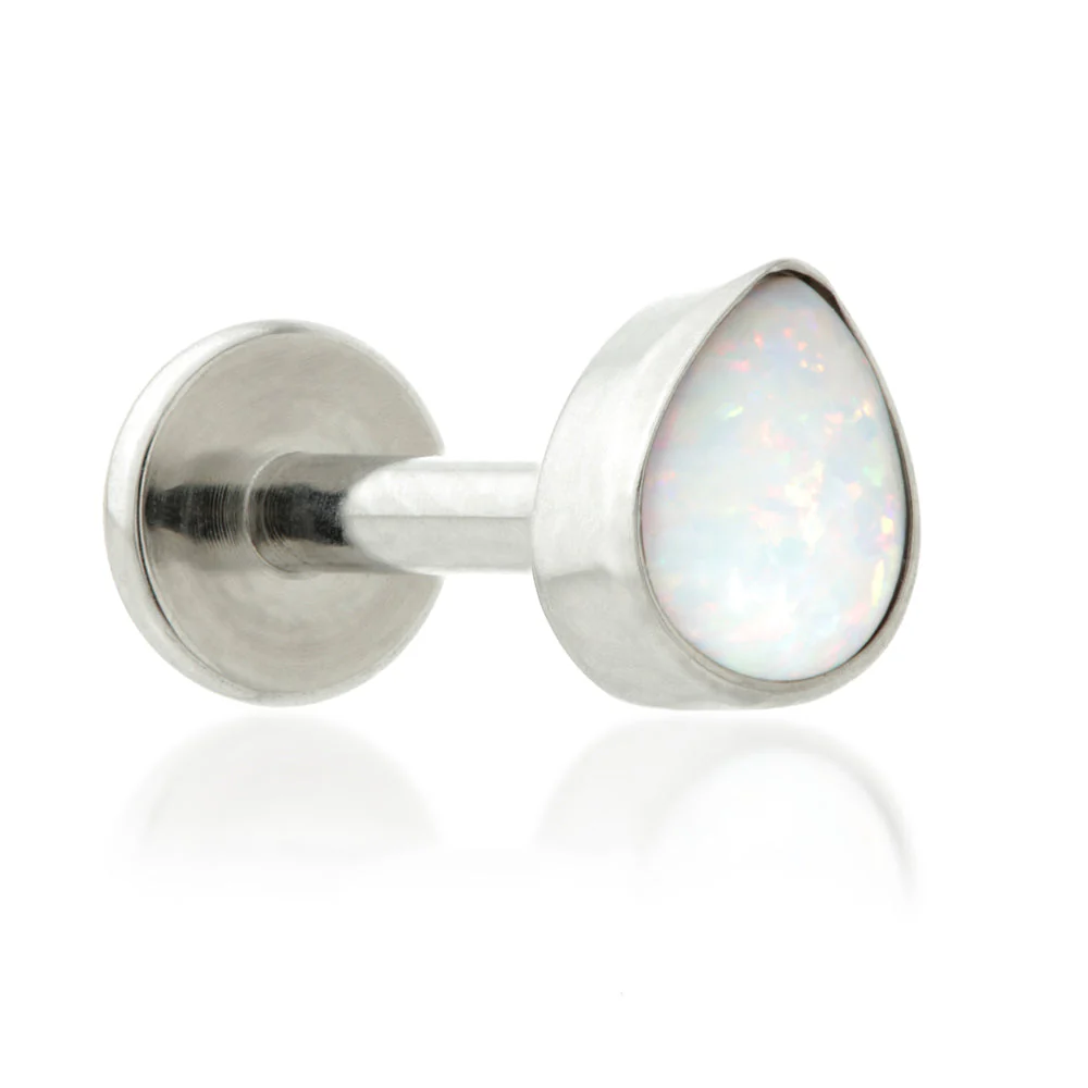 Ti Internal Labret with Opal Bezel Teardrop Attachment - Image 2