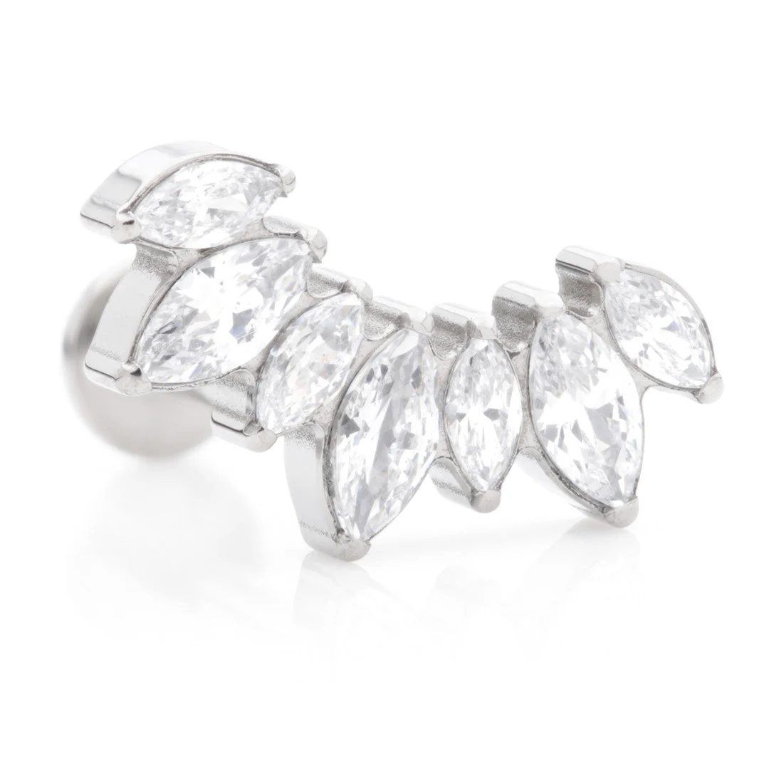 Ti Internal Labret with Prong Jewelled Marquise Cluster Attachment