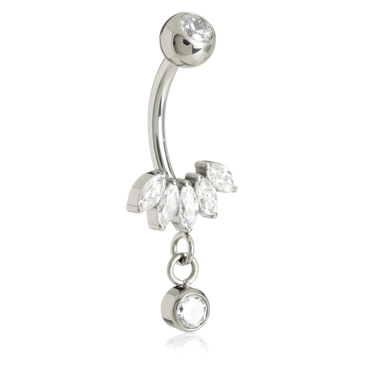 Ti Internal Marquise Crescent With Hanging Bezel Navel Bar