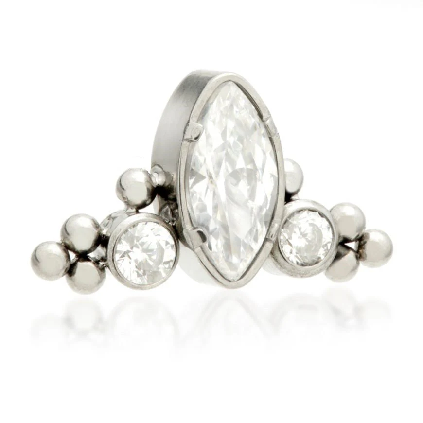 Ti Internal Marquise Crescent with Tri Beads Attachment (1.2mm thread)
