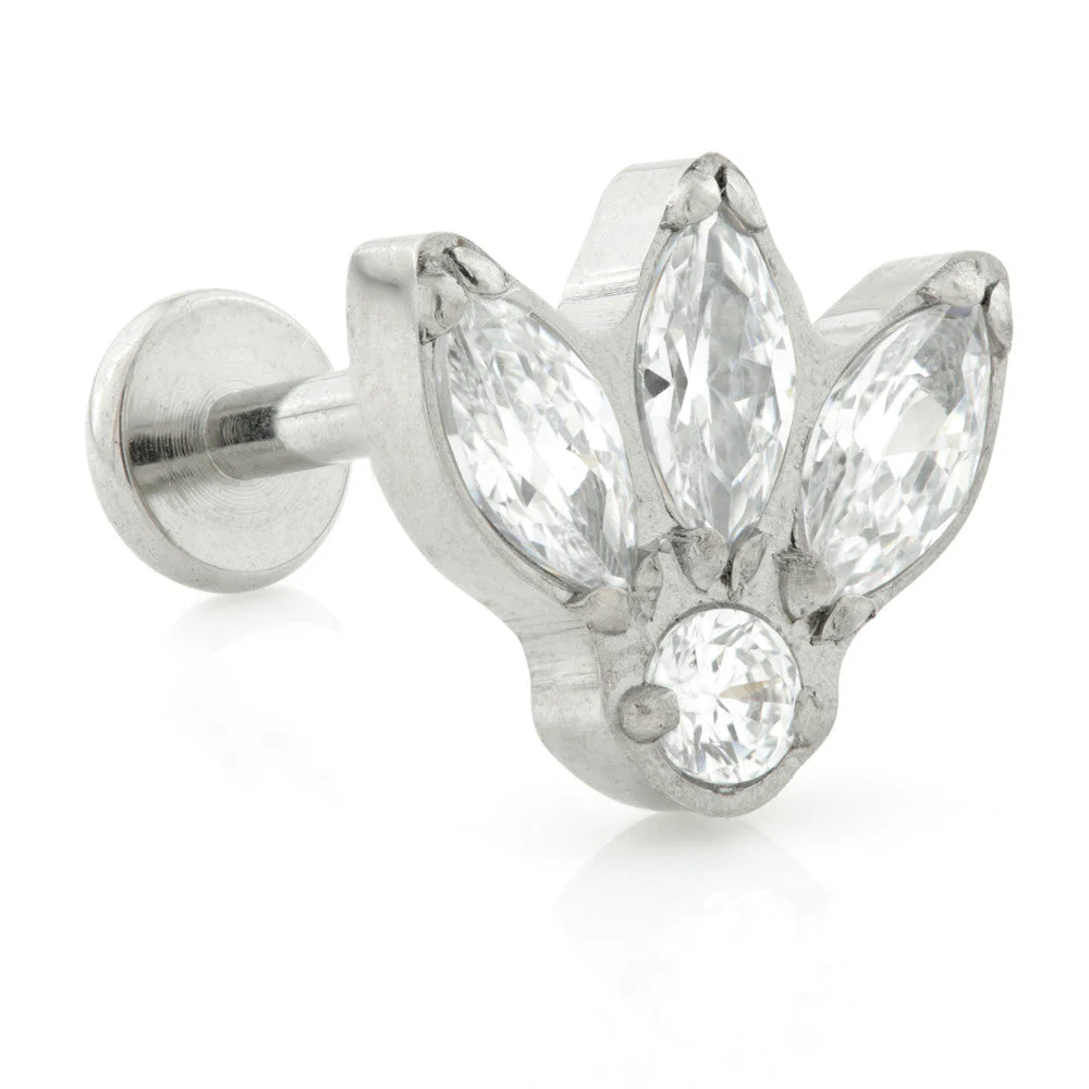 Ti Internal Micro Labret with Fleur De Lis Gem Attachment (1.2mm)