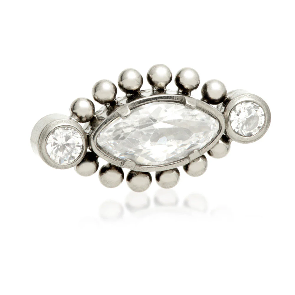 Ti Internal Millegrained Marquise with Side Gem Attachment (0.9mm thread)