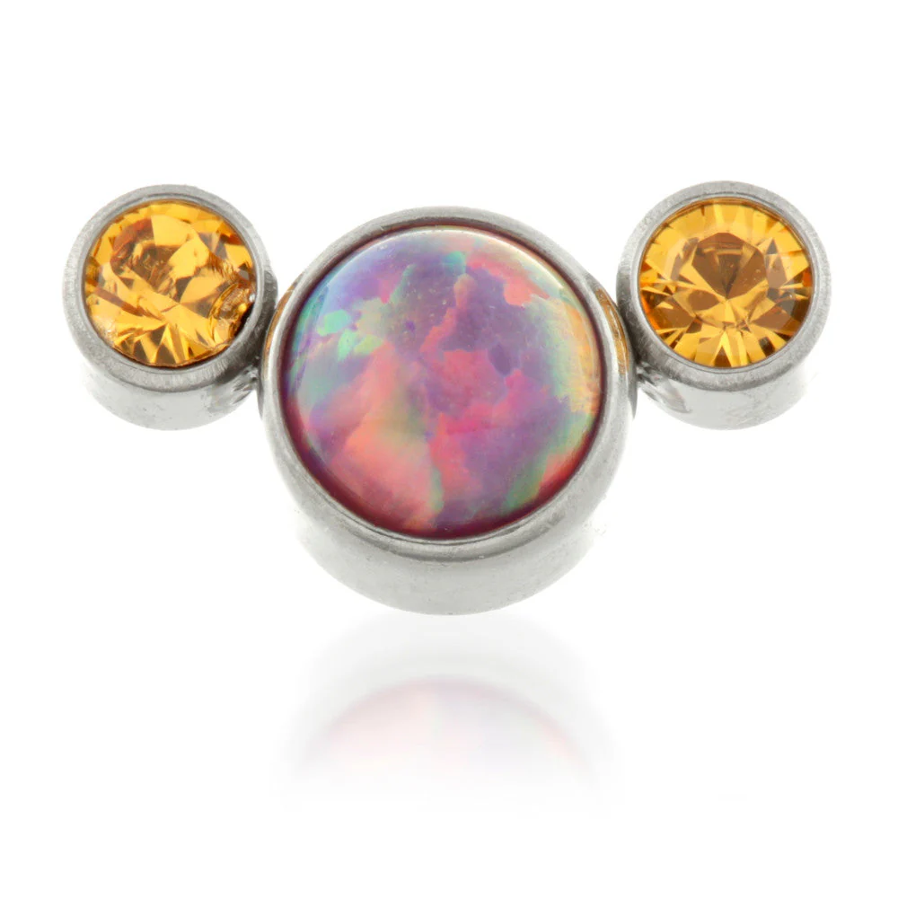 Ti Internal Opal Triple Gem Crescent - Purple