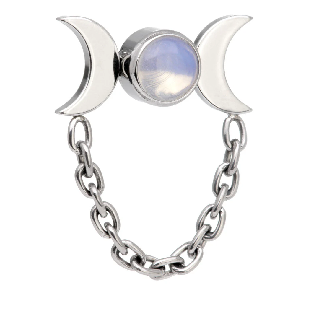 Ti Internal Opalite Bezel with Double Moon Crescent Attachment