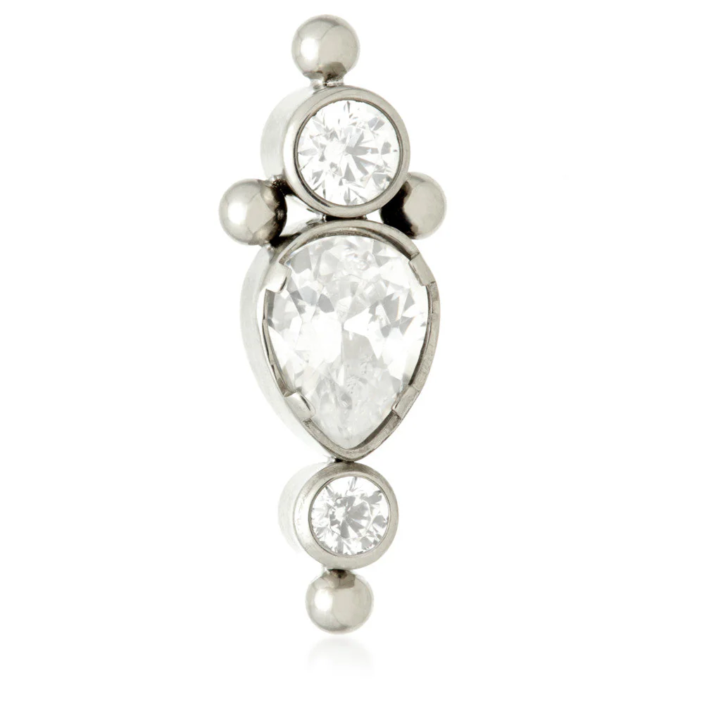 Ti Internal Pear Shaped Jewel with Round Gem and Beads Attachment (0.9mm thread)