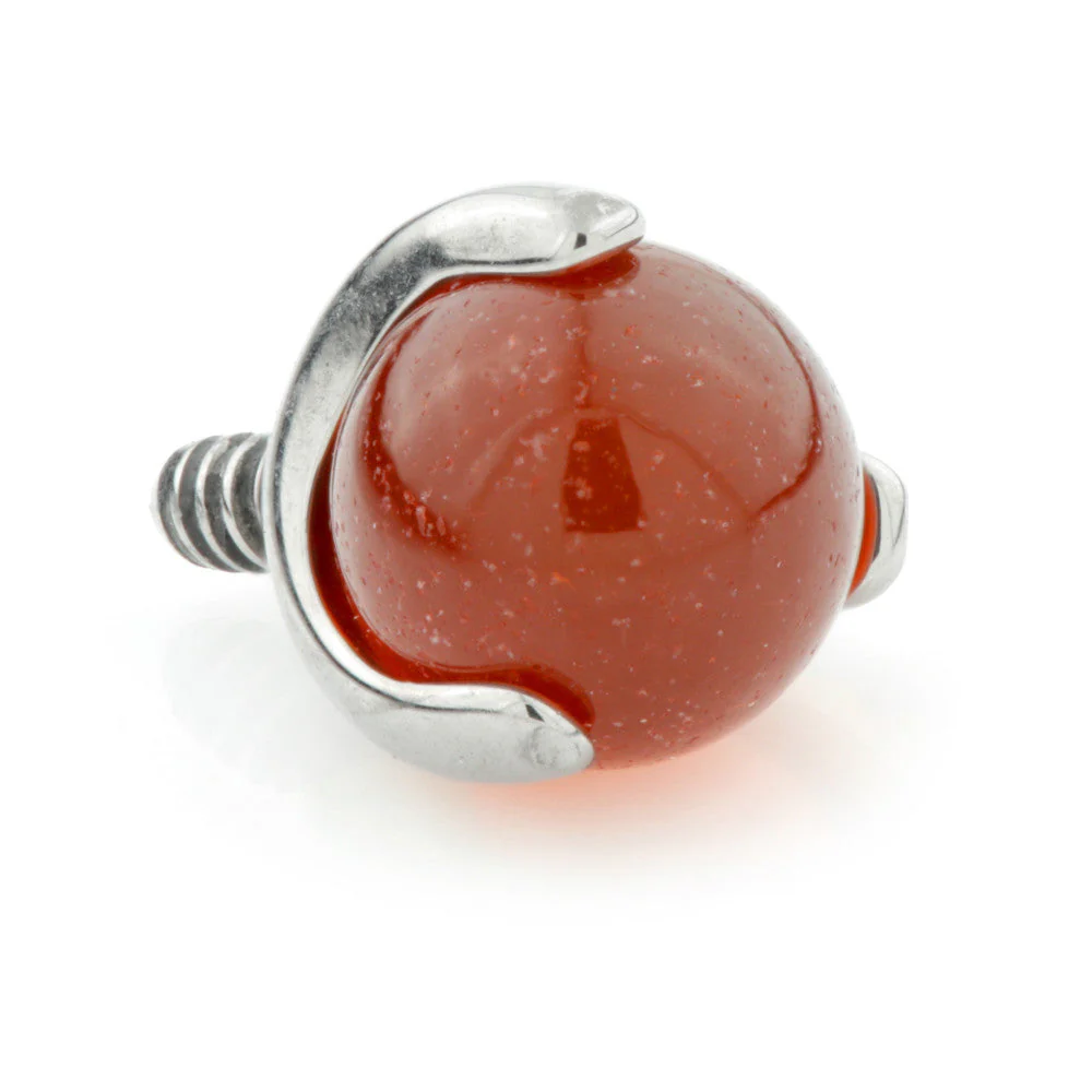 Ti Internal Prong Set with Red Agate Stone Ball Attachment