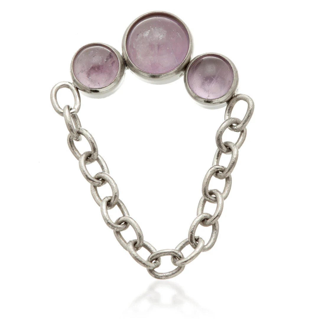 Ti Internal Triple Amethyst Stone Bezel with Hanging Chain Attachment