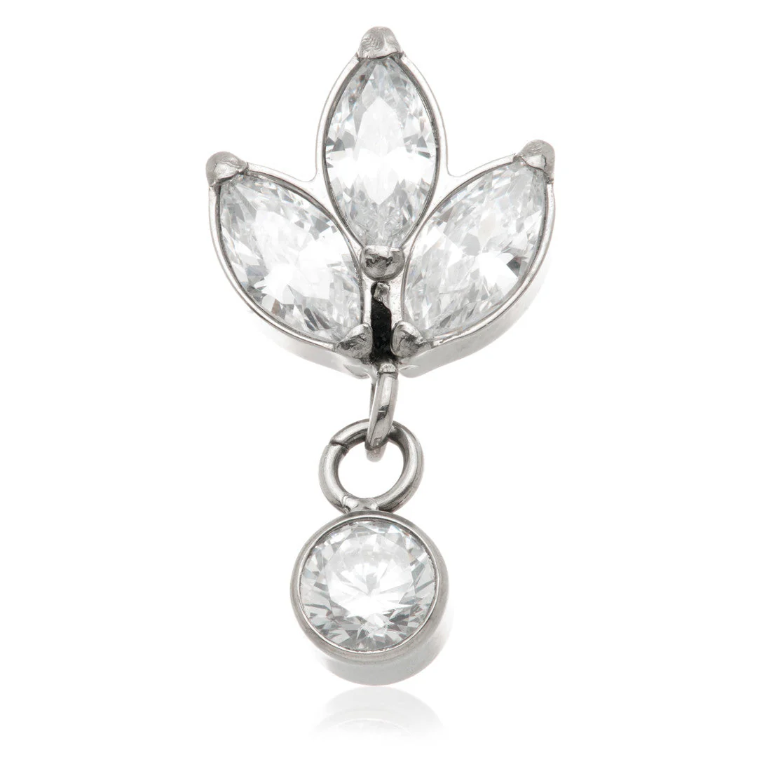 Ti Internal Triple Marquise Cluster with Hanging Round Gem Attachment