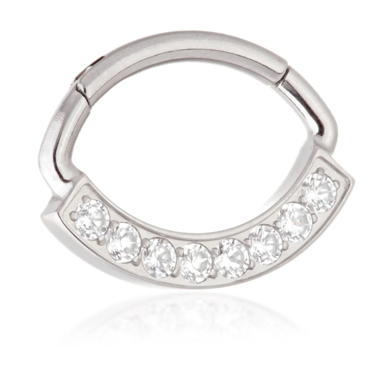 Ti Marquise Shaped Front Facing Jewelled Pave Hinged Ring