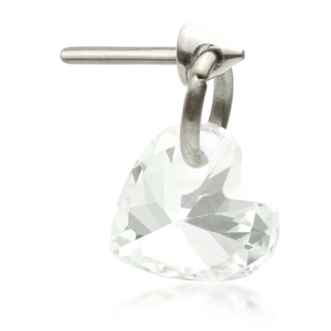 Ti Threadless Attachment with Heart Shaped Gem Charm