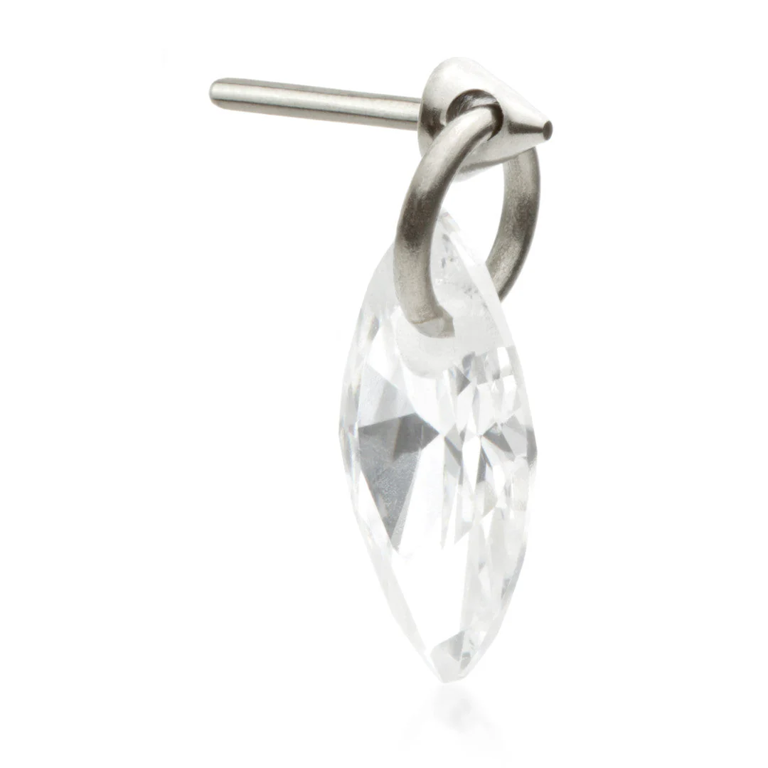 Ti Threadless Attachment with Marquise Shaped Gem Charm