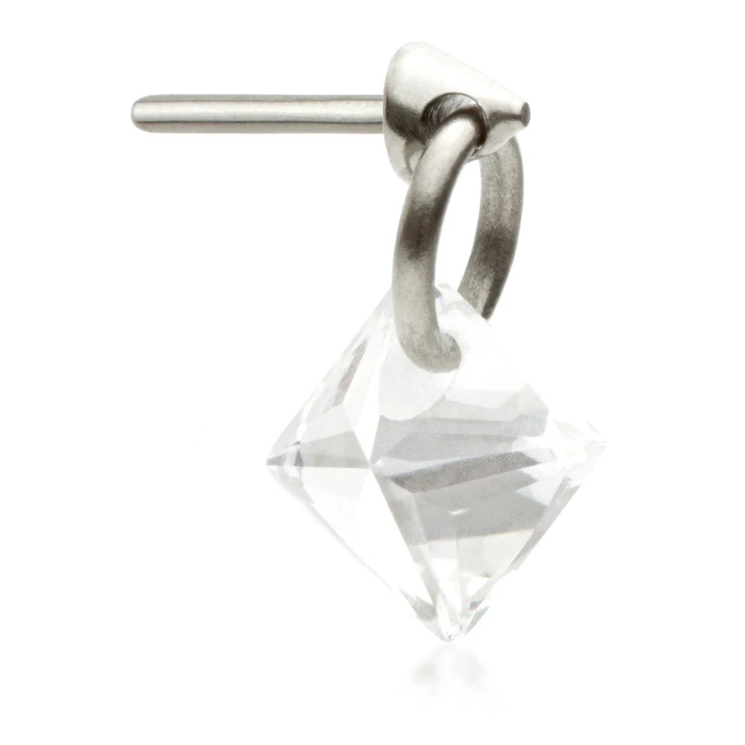 Ti Threadless Attachment with Princess Cut Gem Charm