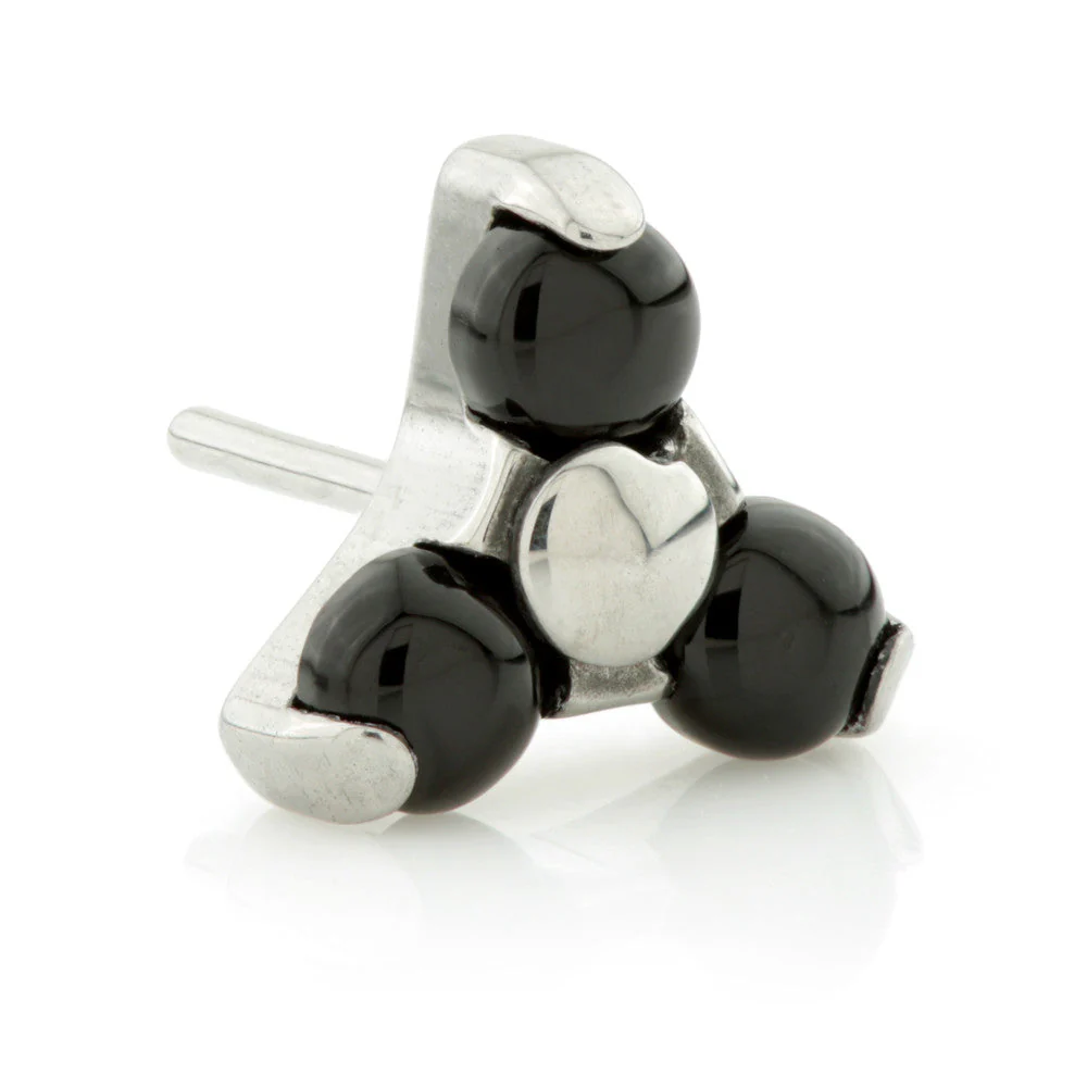 Ti Threadless Black Agate Trinity Stone Attachment