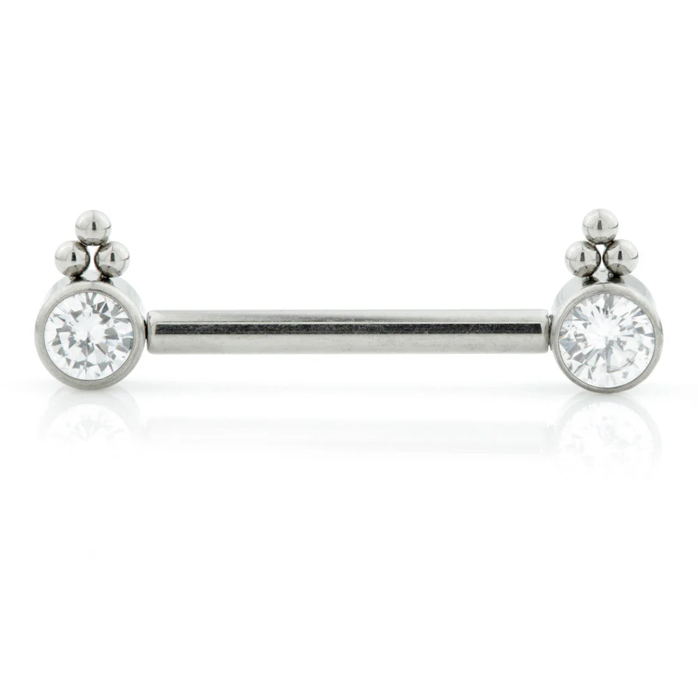 Ti Threadless Forward Facing Double Jewelled Disk Barbell