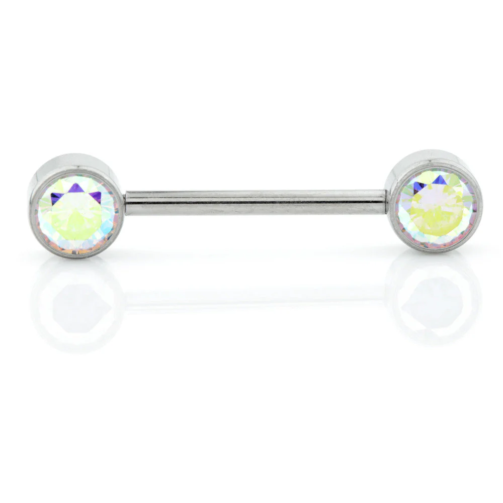 Ti Threadless Forward Facing Double Jewelled Plain Disk Barbell