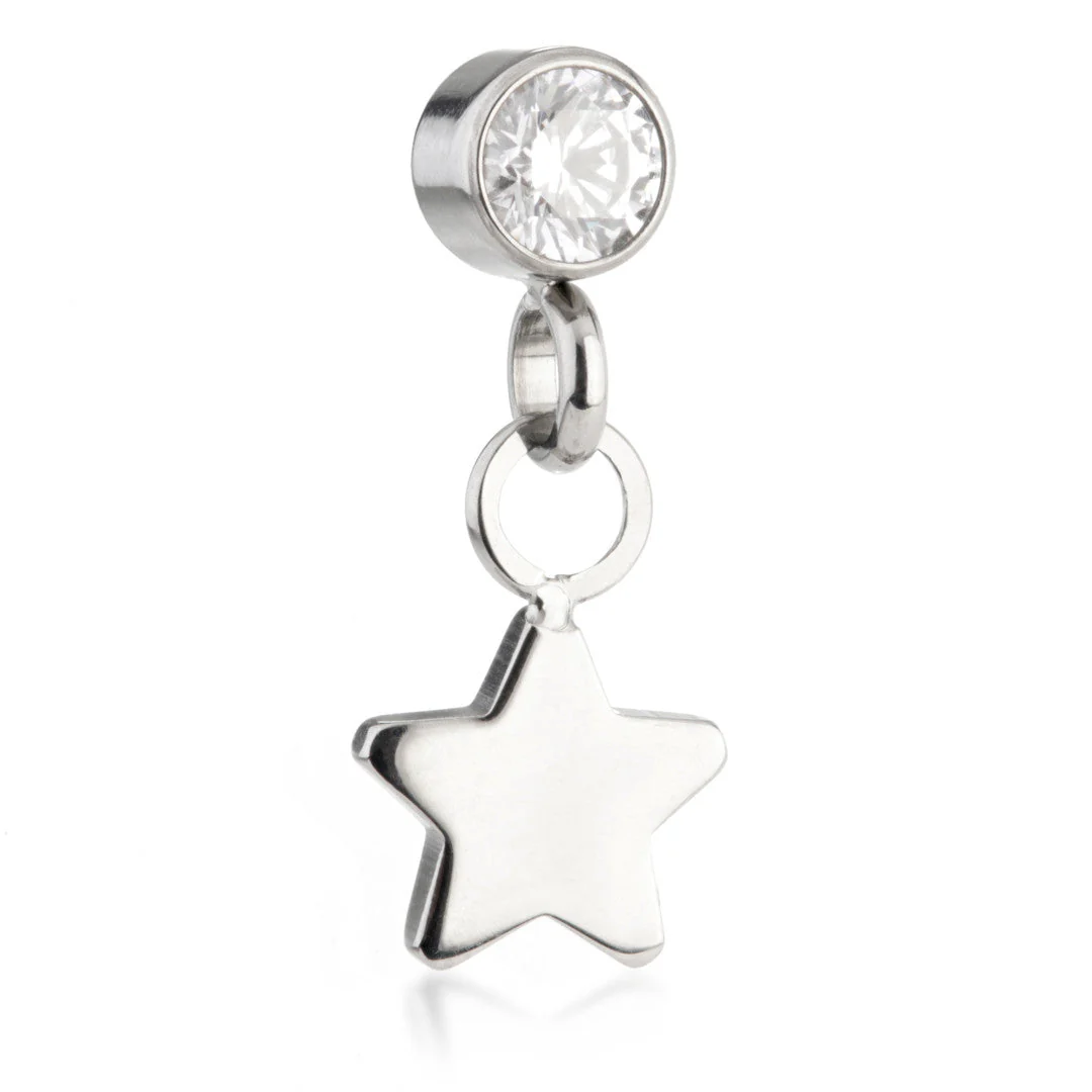 Ti Threadless Jewelled Bezel Attachment with Star Charm