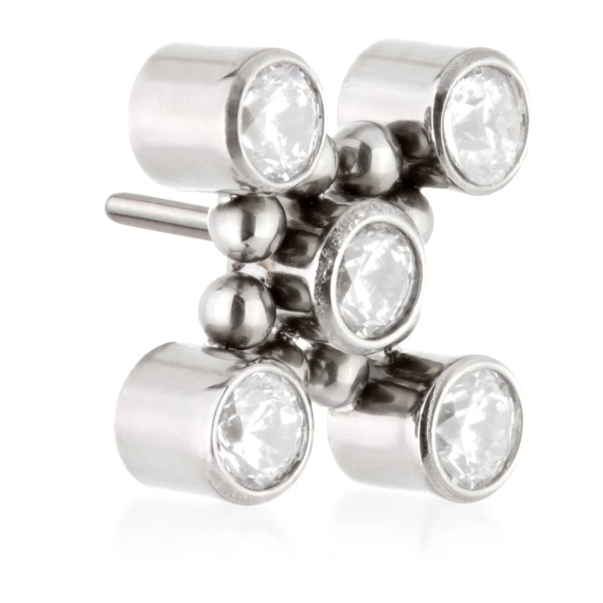 Ti Threadless Jewelled Bezel Flower with Surrounding Beads Attachment