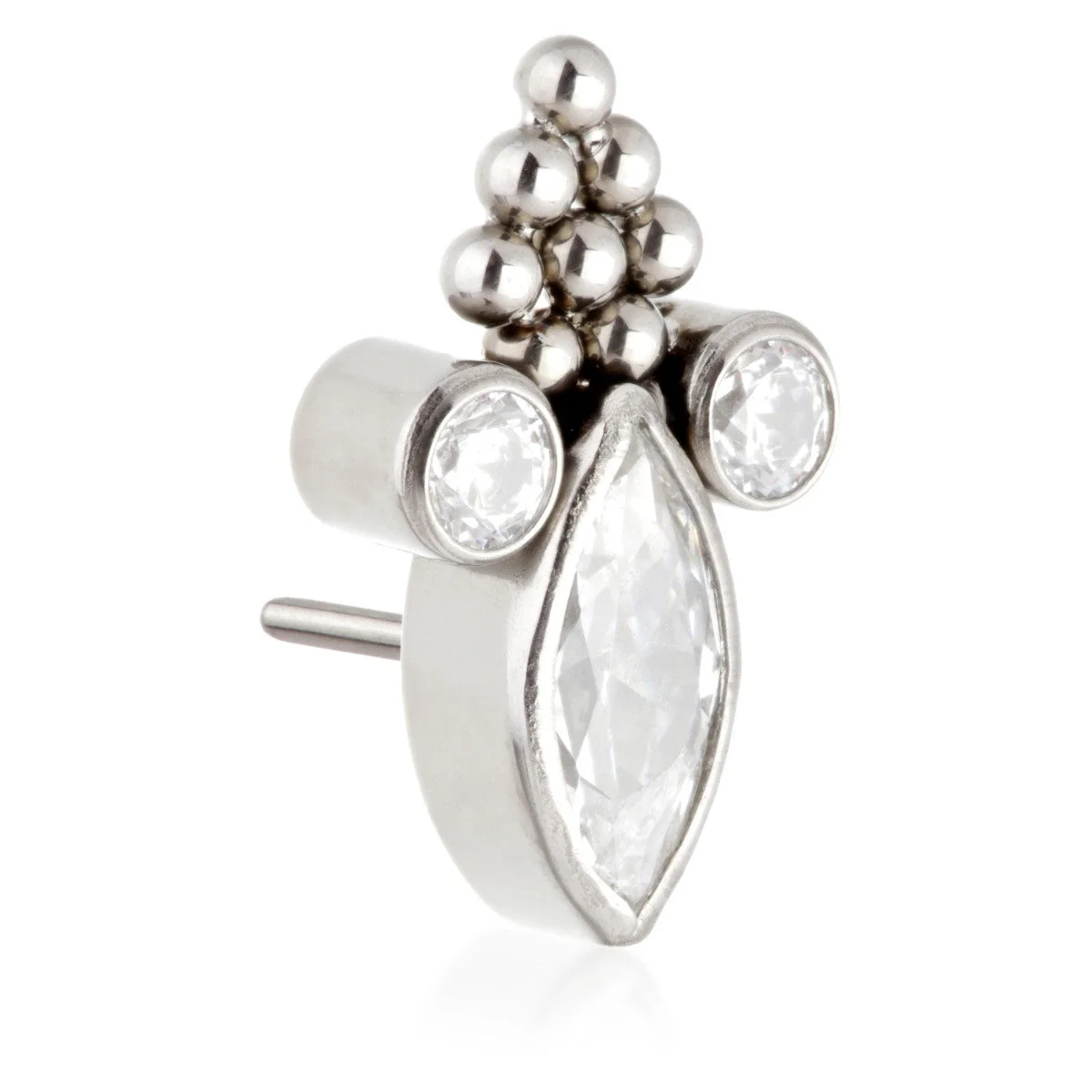 Ti Threadless Jewelled Bezel Marquise with Gem and Beads Top Attachment - Image 2
