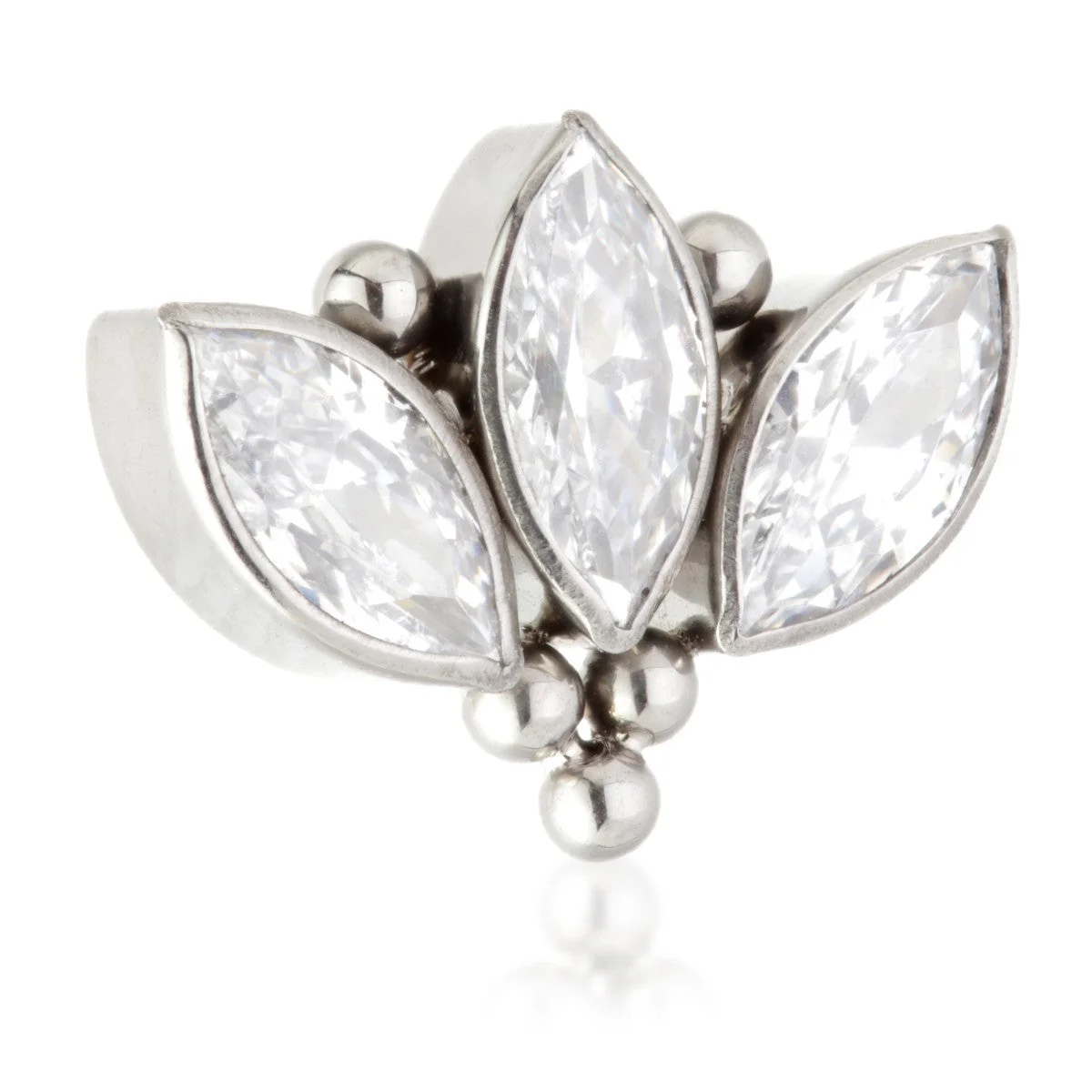 Ti Threadless Jewelled Triple Marquise with Tri Bead Attachment