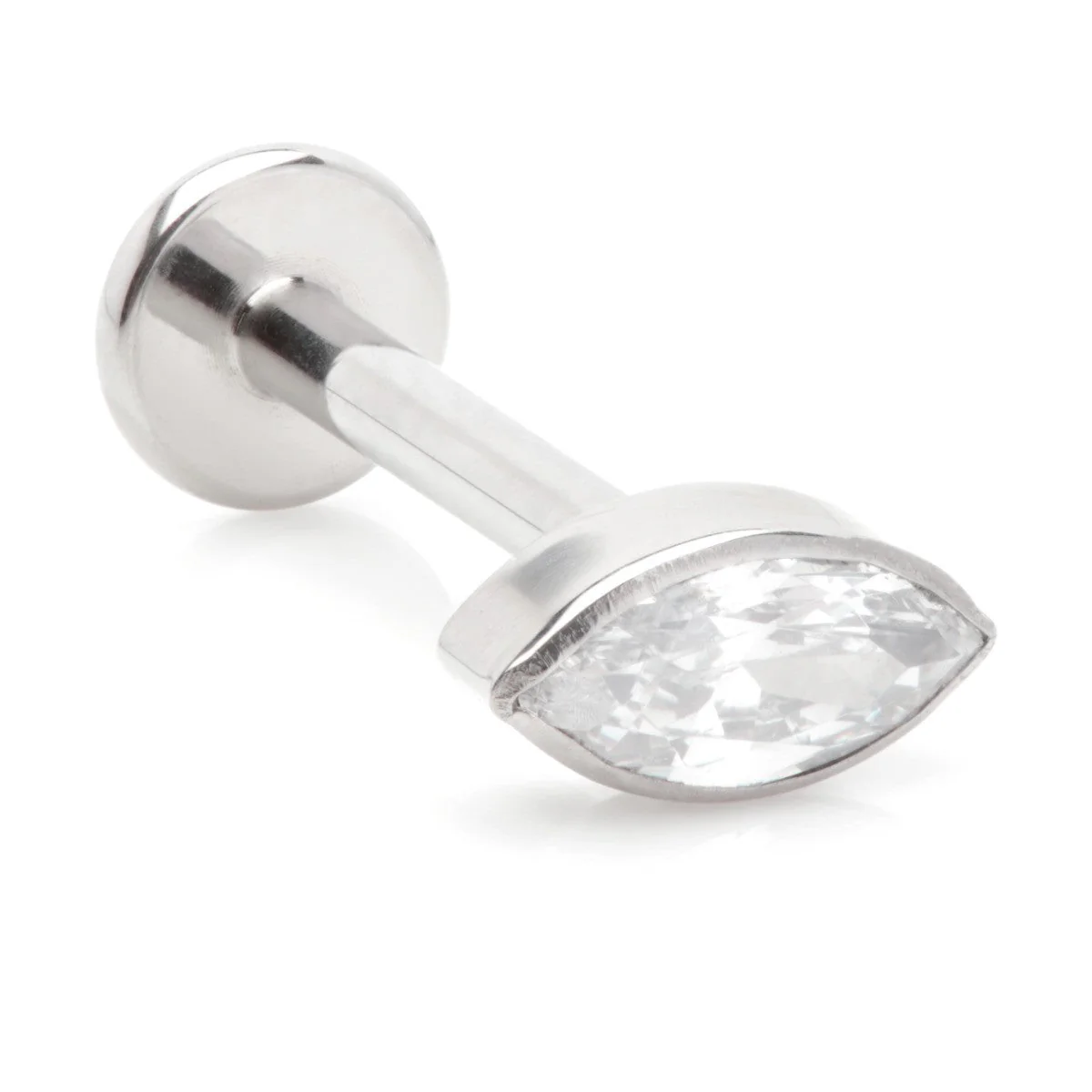 Ti Threadless Labret with Jewelled Bezel Marquise Attachment