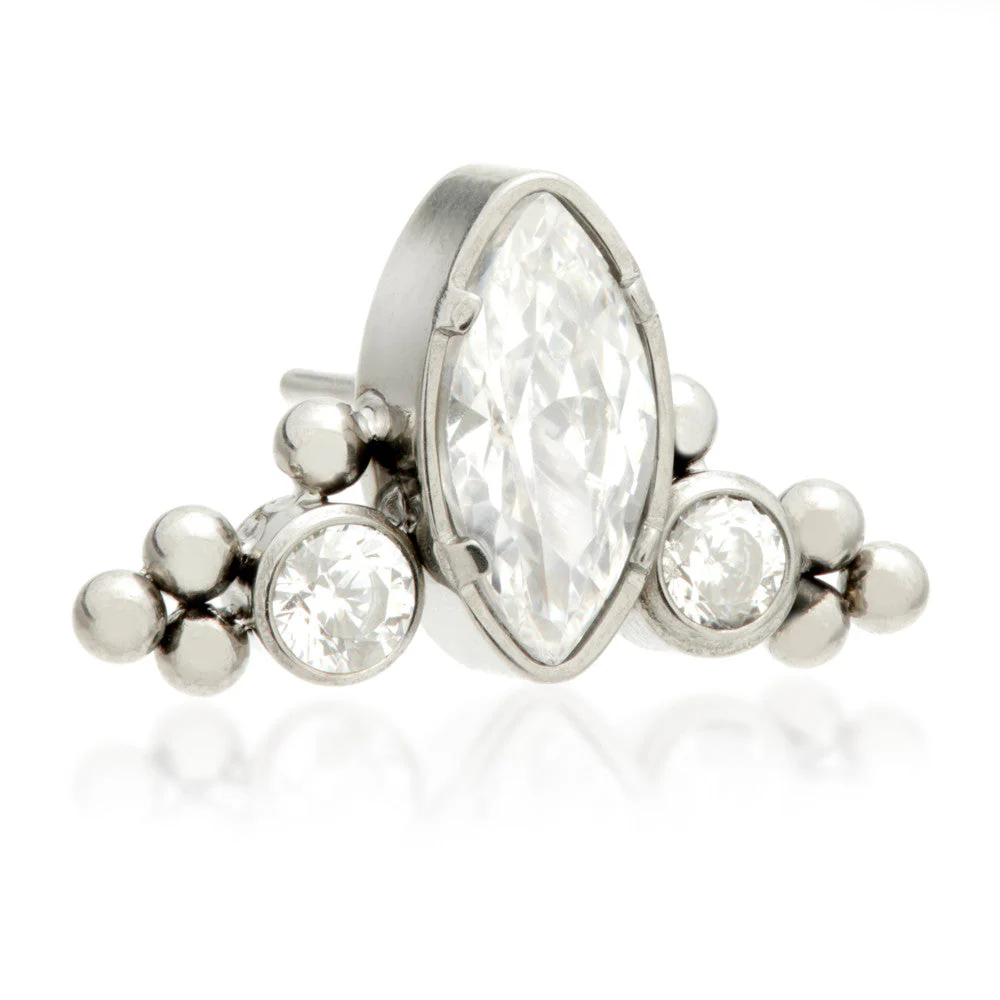 Ti Threadless Marquise Crescent with Tri Beads Attachment