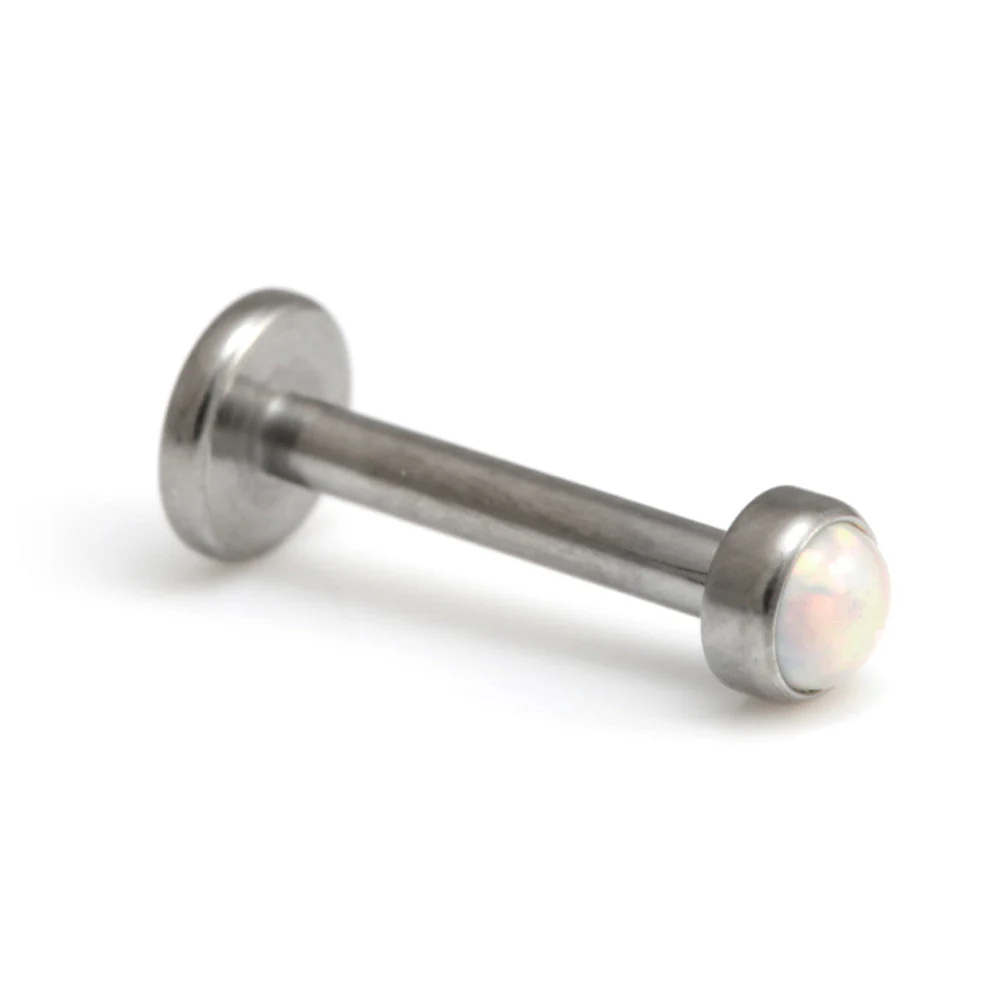 Ti Threadless Micro Labret with Opal Disk Attachment
