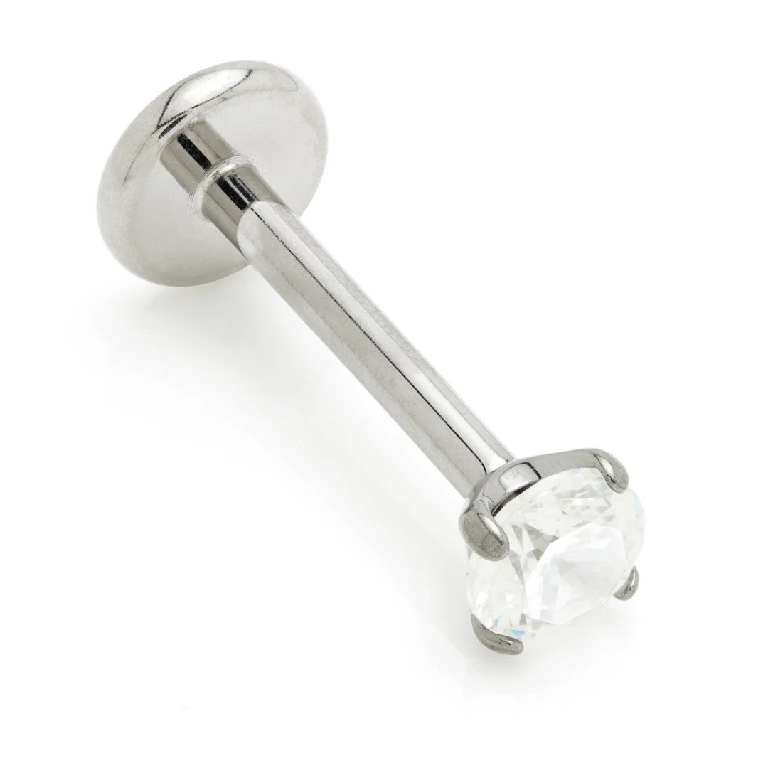 Ti Threadless Prong-Set Gem Labret (1mm)