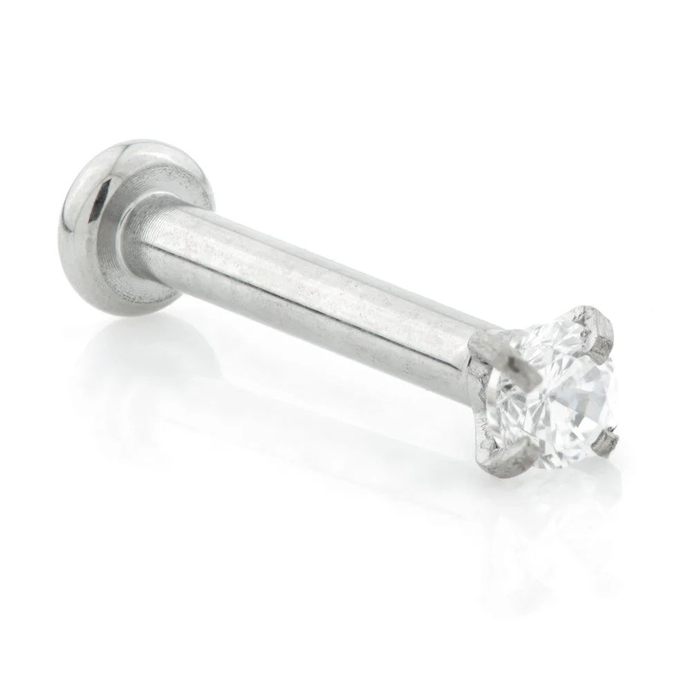 Ti Threadless Small Base Labret with Prong Set Gem