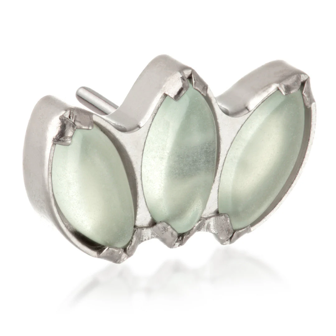 Ti Threadless Triple Marquise Attachment with Jade Stone