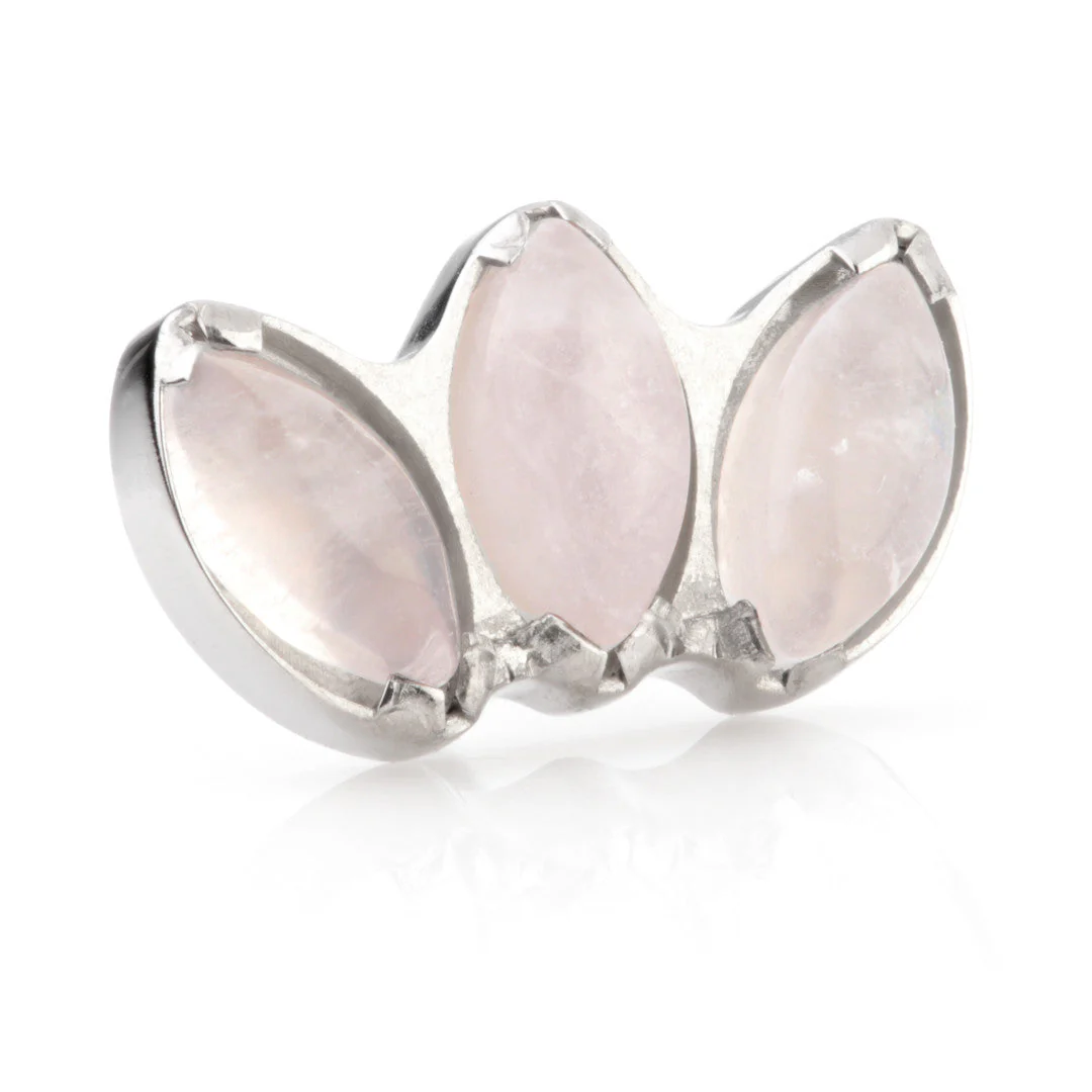 Ti Threadless Triple Marquise Attachment with Rose Quartz Stone
