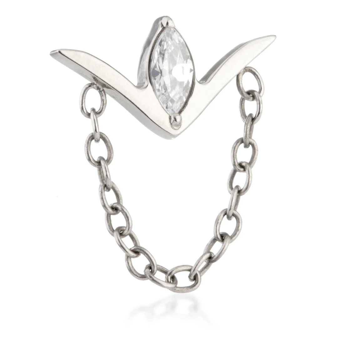 Ti Threadless V-Shaped Single Marquise Gem Attachment