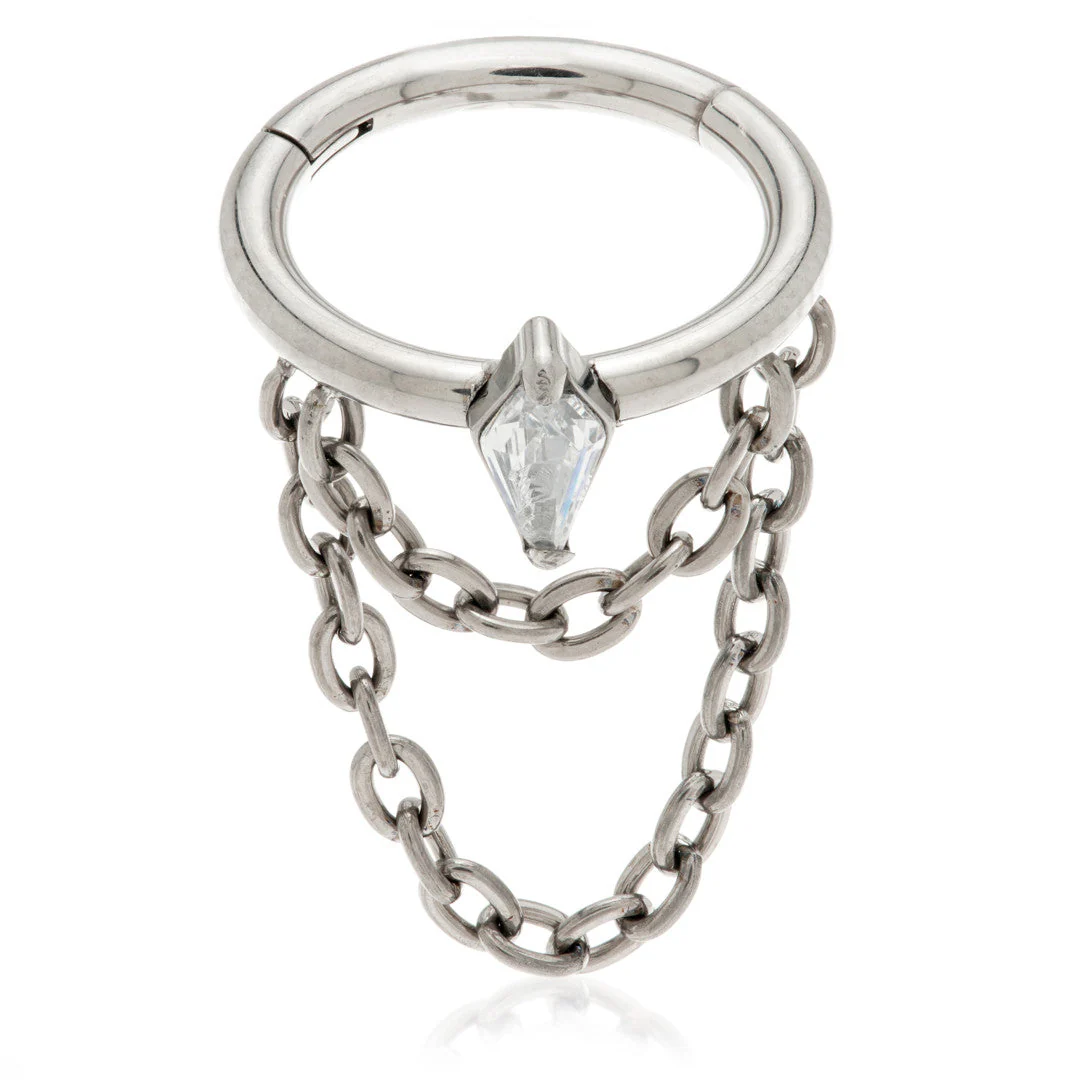 TiC Hinge Ring with Kite Gem and Chains