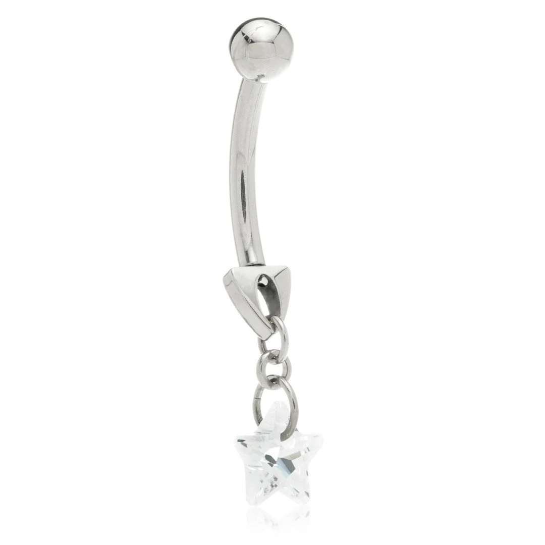 TiC Reversible Belly Bar with Crystal Star - 12