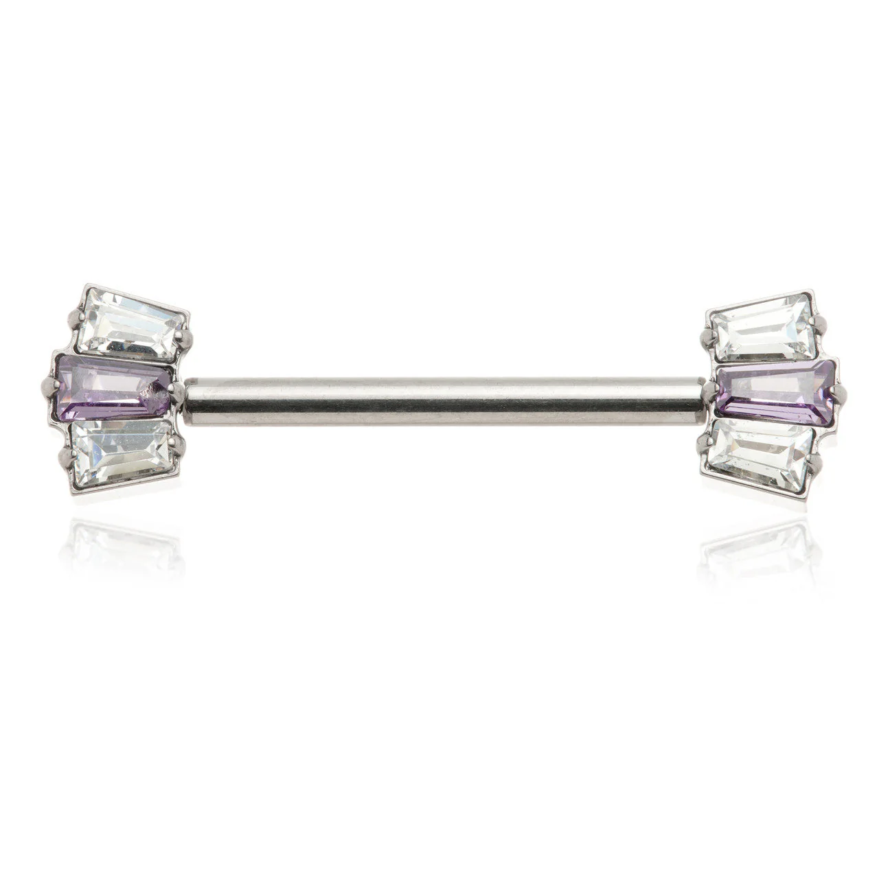 TiC Threadless Titanium Triple Baguette Nipple Bar - Image 2