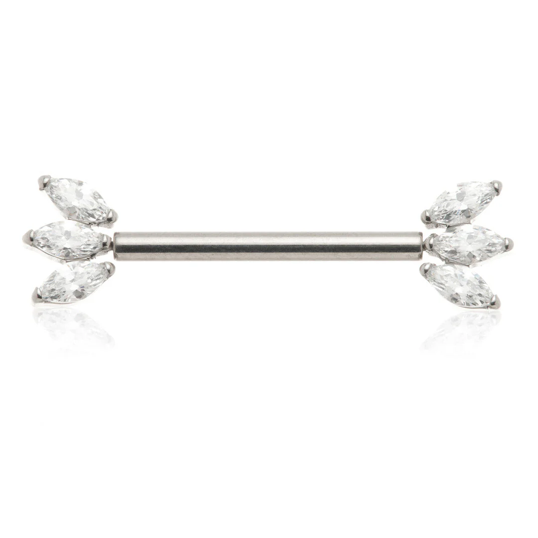 TiC Threadless Titanium Triple Marquise Nipple Bar
