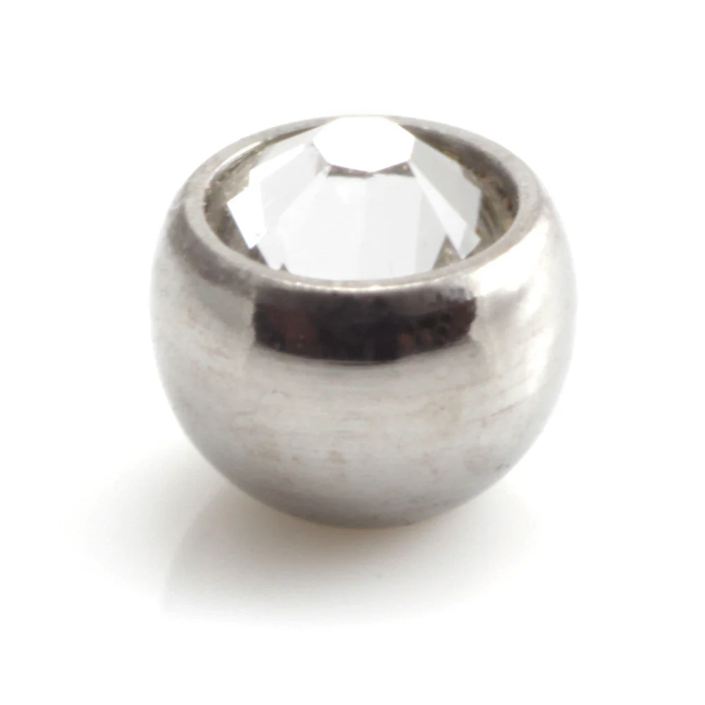 Titanium External Thread Micro Gem Ball -1.2mm-2.5mm-AB Crystal