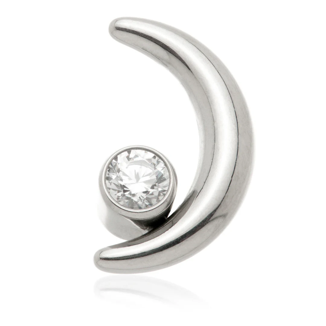 Titanium Internal Crescent Moon with Gem Attachment