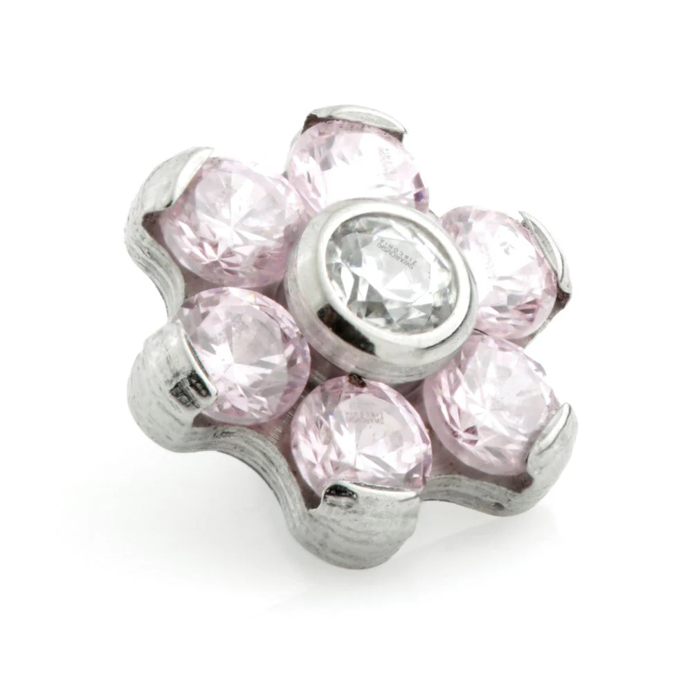 Titanium Internal Thread 6 Petal Gem Flower