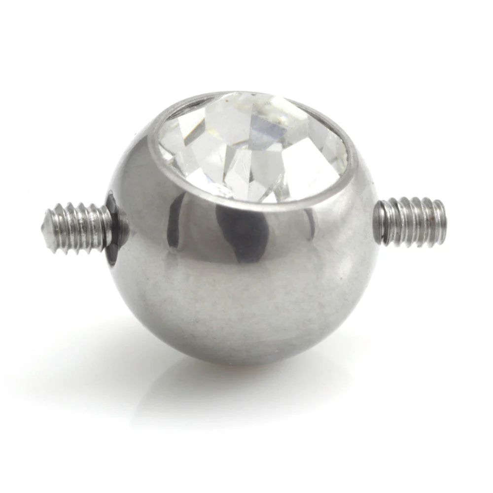 Titanium Internal Thread Double Piercing Gem Ball-1.6mm-6mm