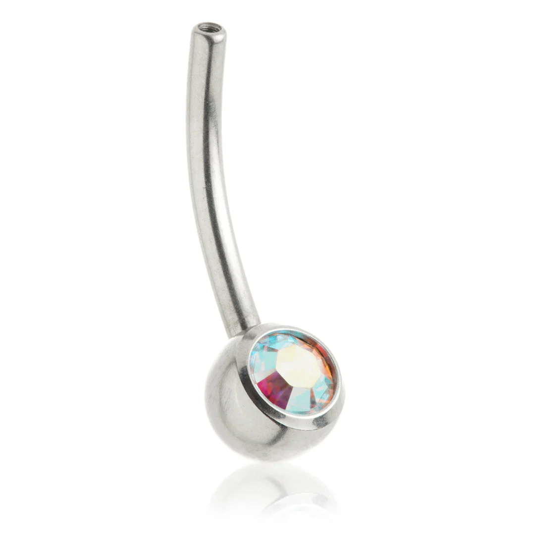 Titanium Internal Thread Jewelled Baby Navel Stem With 0.9mm Thread - UK Made - Image 3