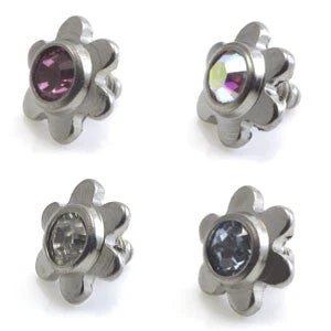 Titanium Internal Thread Jewelled Flower