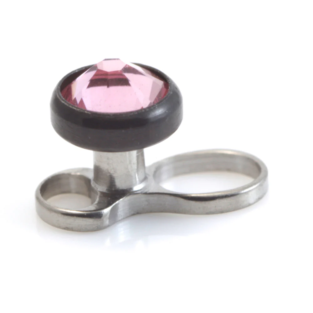 Titanium Internal Thread Micro Dermal Anchor with Evil Black Gem Disk - Image 3