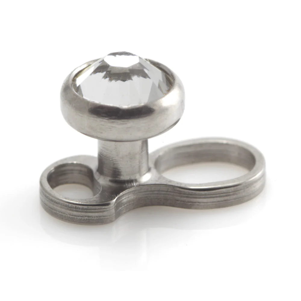 Titanium Internal Thread Micro Dermal Anchor with Gem Disk - Image 2