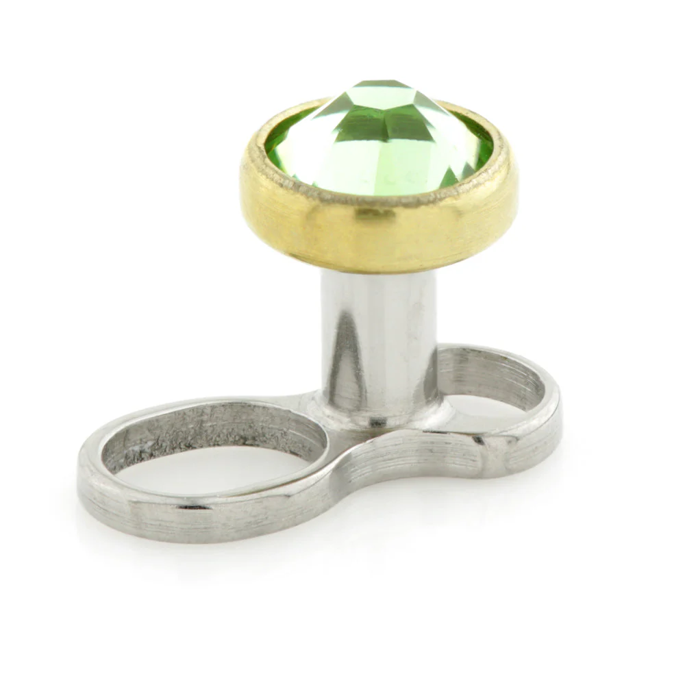 Titanium Internal Thread Micro Dermal Anchor with Zircon Gold Gem Disk - Image 3