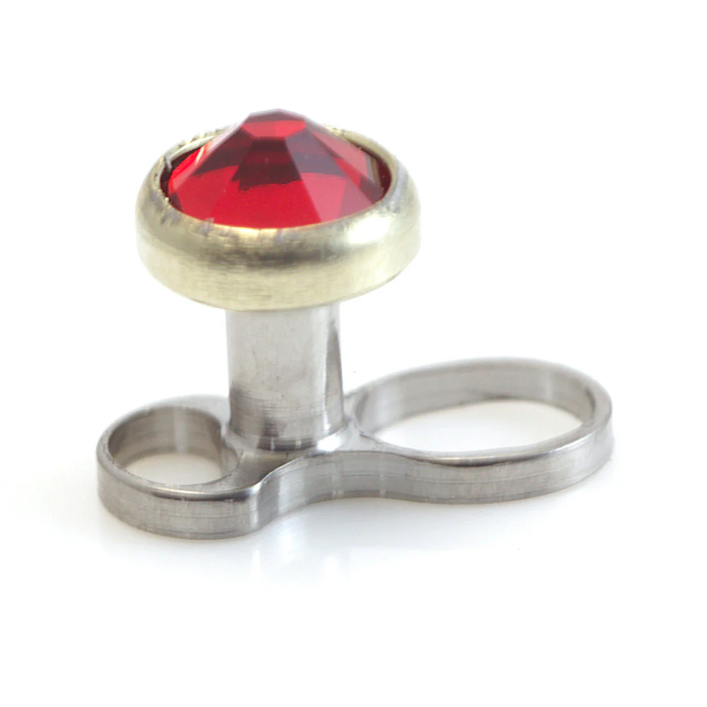 Titanium Internal Thread Micro Dermal Anchor with Zircon Gold Gem Disk - Image 7